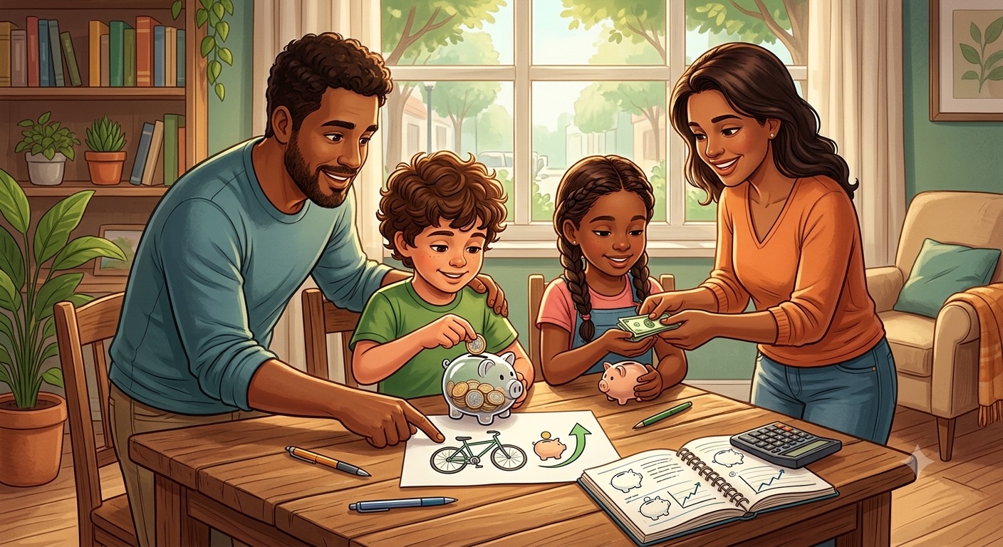 Educação financeira para filhos: mesada, metas e conversas em família